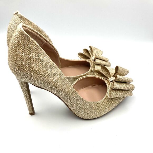 BETSEY JOHNSON WOMEN'S LANDYN HEELED SANDAL, GOLD, SIZE 10 - Picture 3 of 9